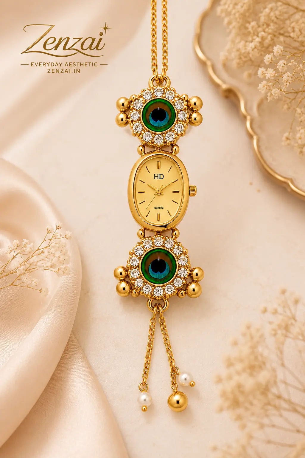 Zenzai Peacock Gold Bracelet Watch for Women