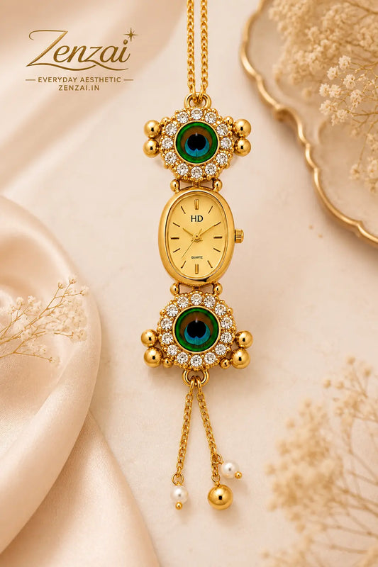 Zenzai Peacock Gold Bracelet Watch for Women