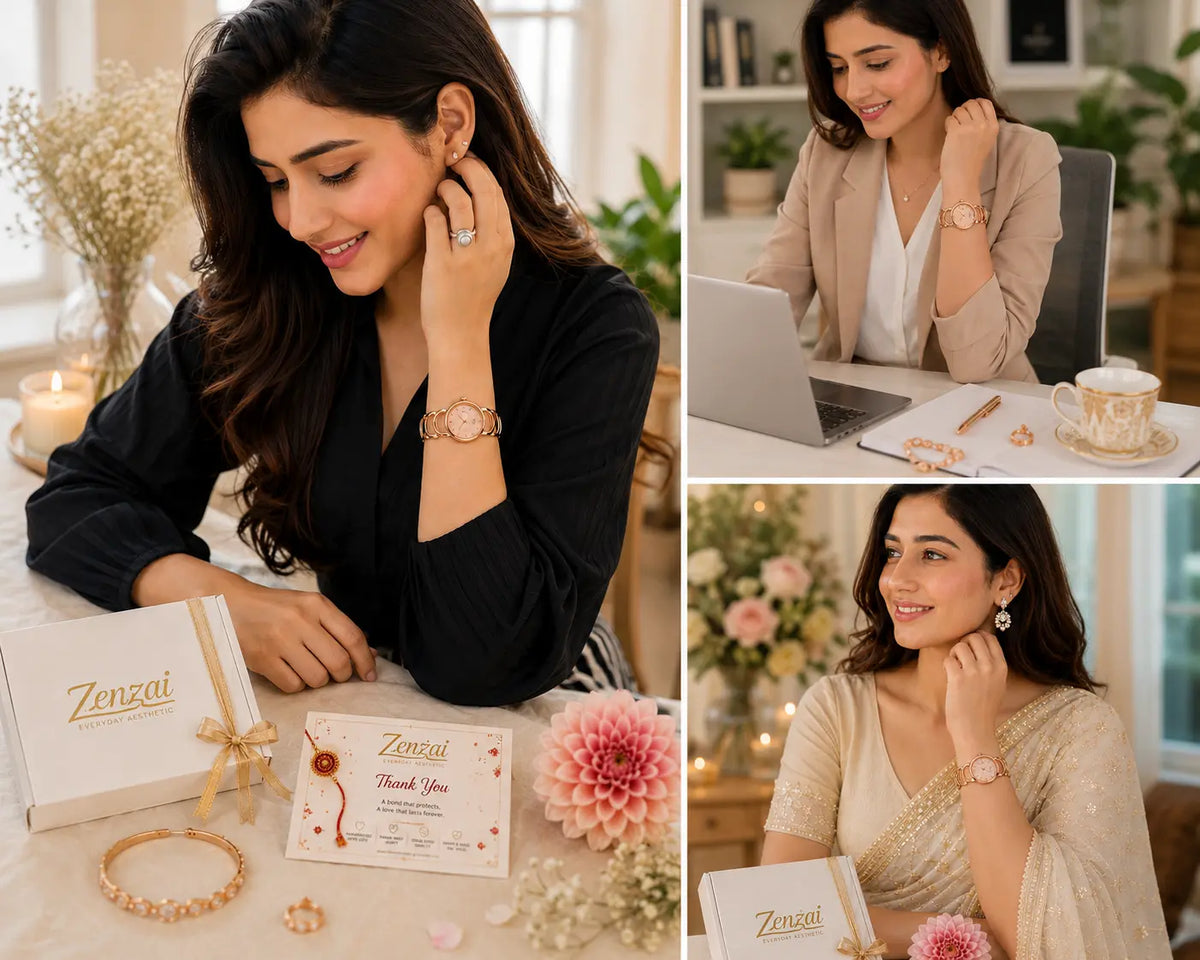 Zenzai Luna Rose Gold Cuff Watch for Women