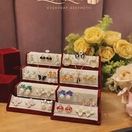 Zenzai Mini Jhumka Box with 8 pairs of elegant artificial jhumka earrings for everyday gifting.