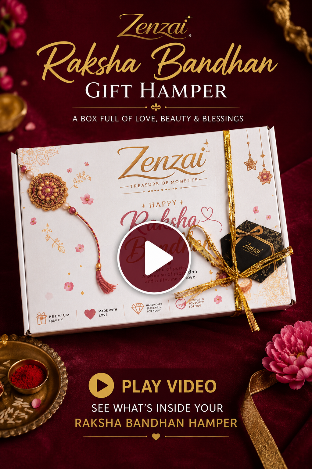 Video: Zenzai Raksha Bandhan Gift Hamper with premium gifts for sister.